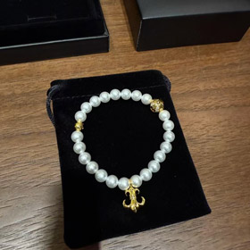 Chrome Hearts Gold Pearl Bracelet-3895  